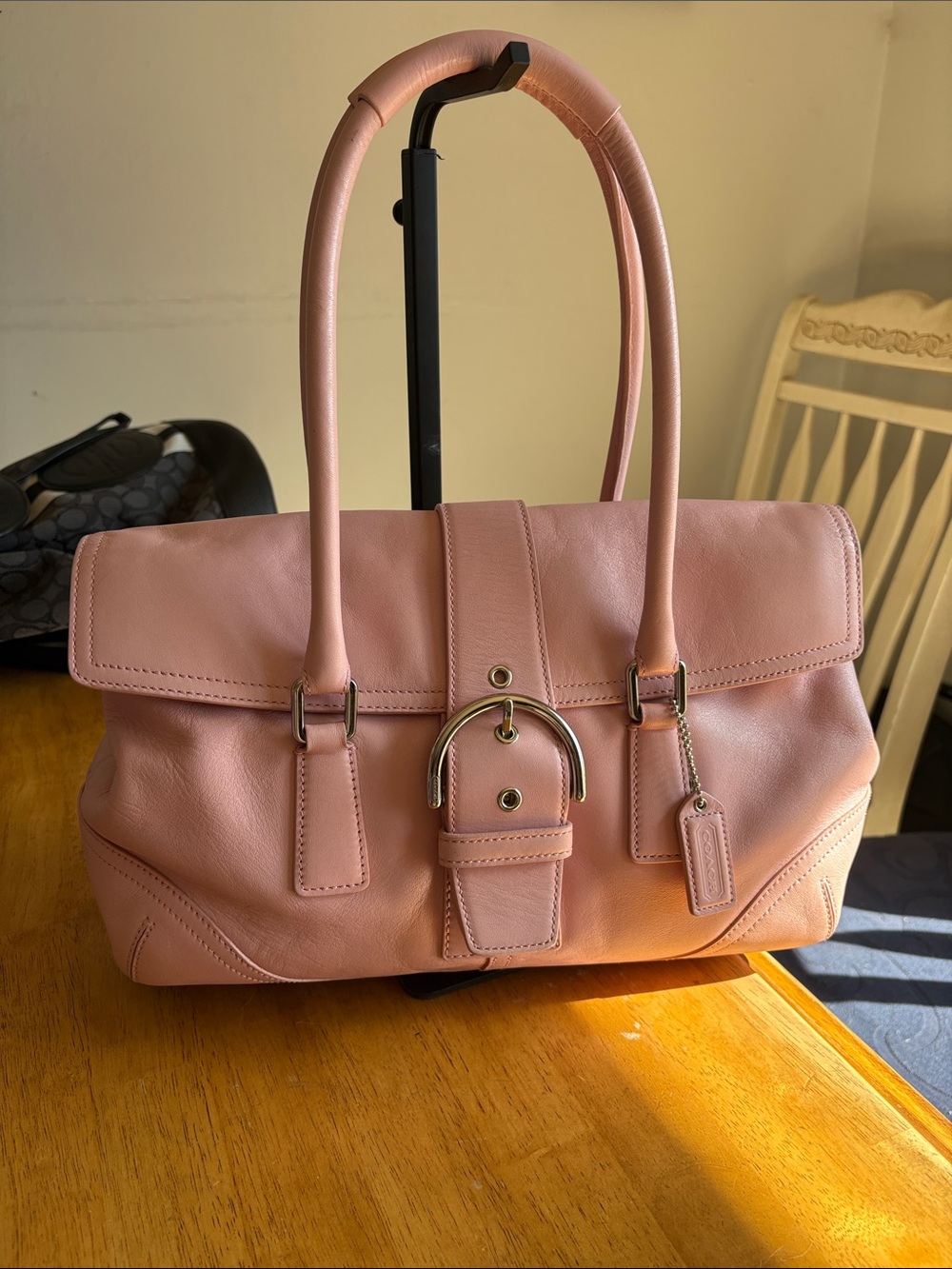 Coach Pink Leather Soho Buckle Satchel